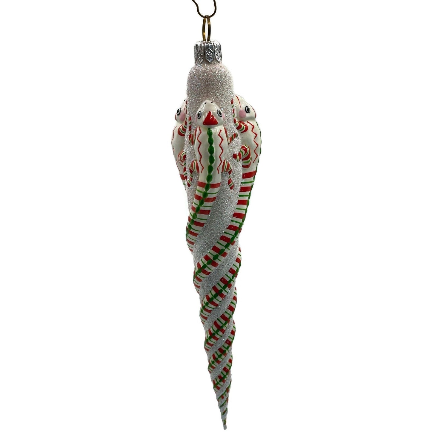 Patricia Breen Ornament Chameleon Icicle Red White Green Stripes Christmas Tree