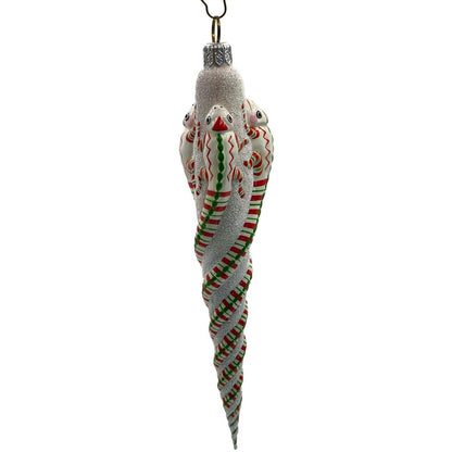 Patricia Breen Ornament Chameleon Icicle Red White Green Stripes Christmas Tree