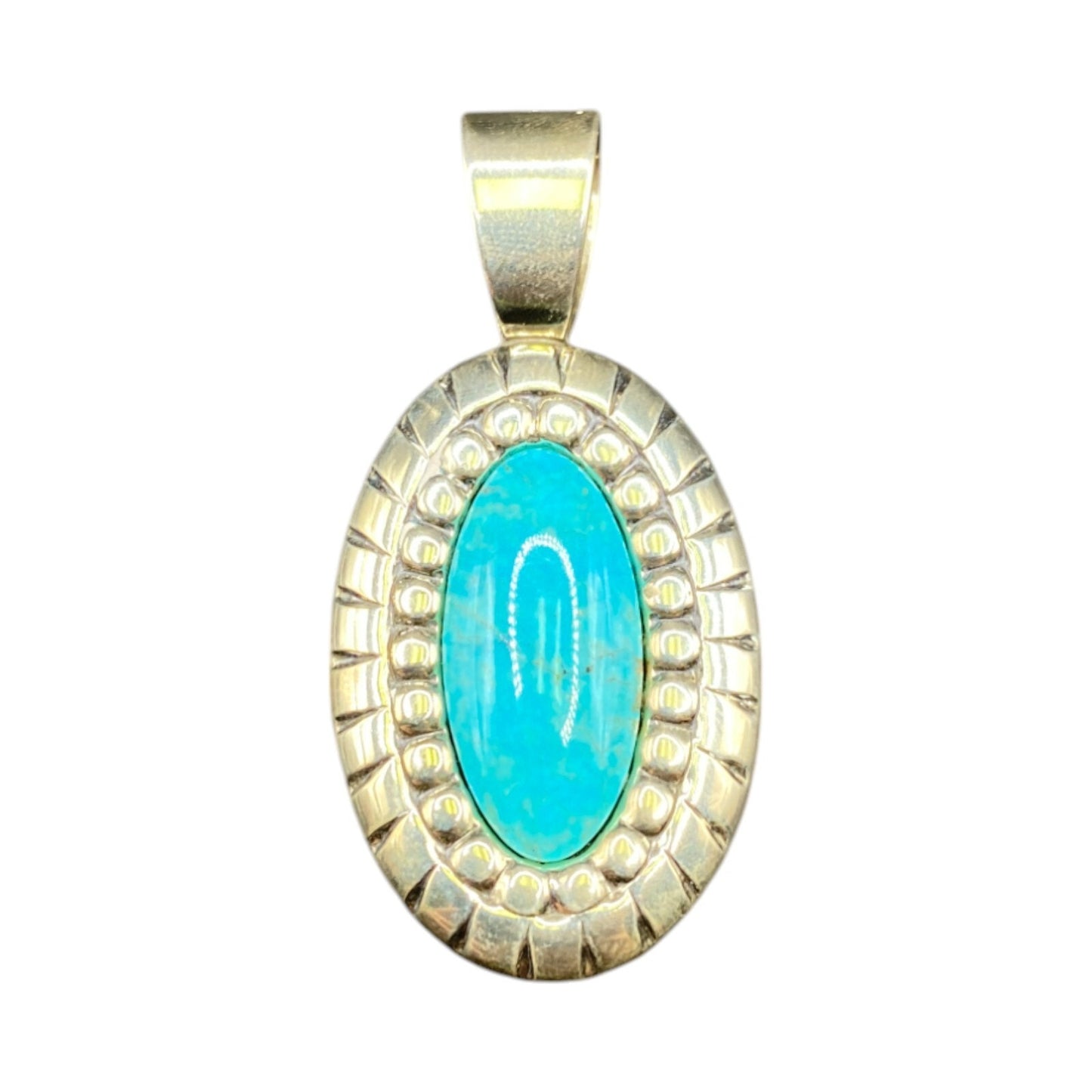 Carolyn Pollack Pendant Turquoise Blue Gemstone Oval Shaped 925 Sterling Silver