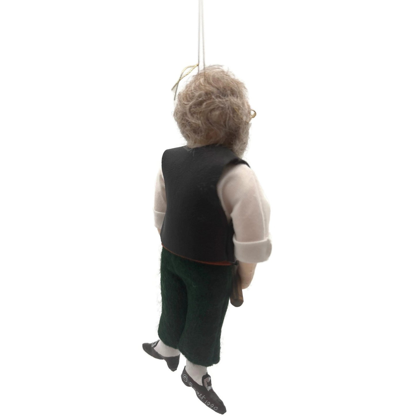 Gladys Boalt Gepetto Pinocchio Black Vest Fabric Christmas Ornament Signed