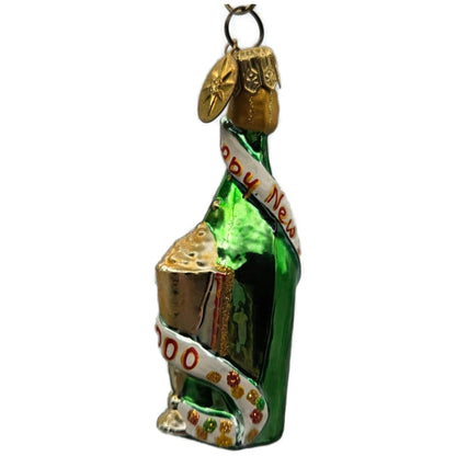 Christopher Radko 2000 Cheers Green Champagne Bottle New Year Ornament 99-285-0