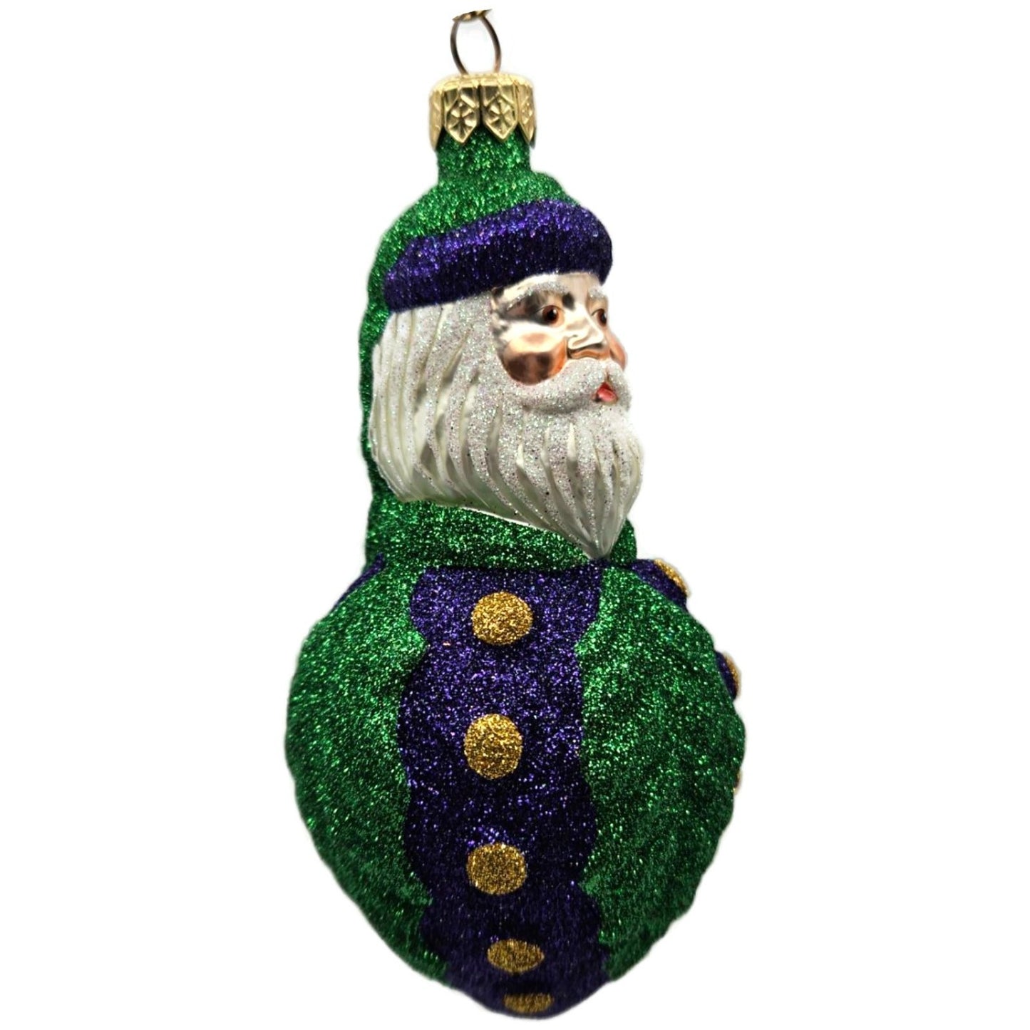 Patricia Breen Hollyberry Santa Purple Green Glass Christmas Ornament CATZ 9722