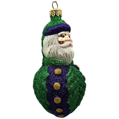 Patricia Breen Hollyberry Santa Purple Green Glass Christmas Ornament CATZ 9722
