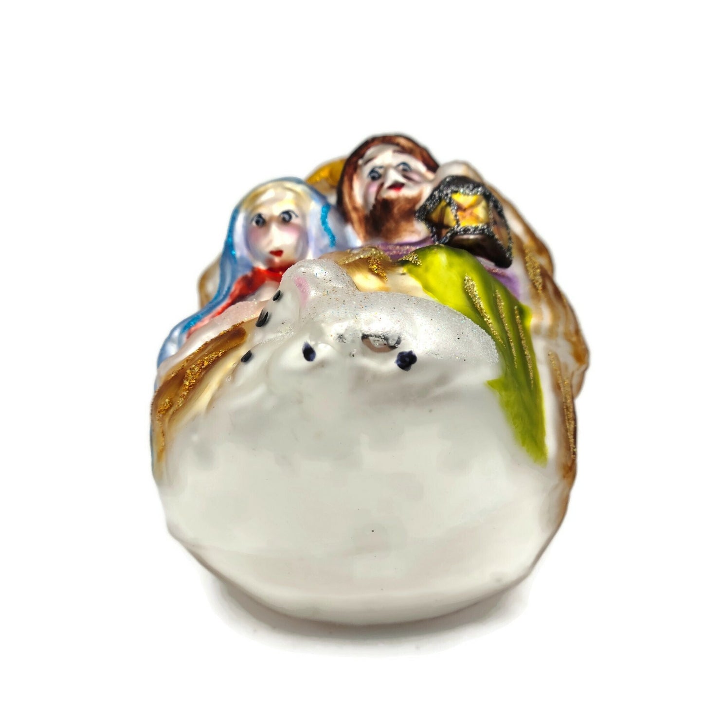 Inge Glass Nativity Scene Baby Jesus Mary Joseph Manger Christmas Tree Ornament