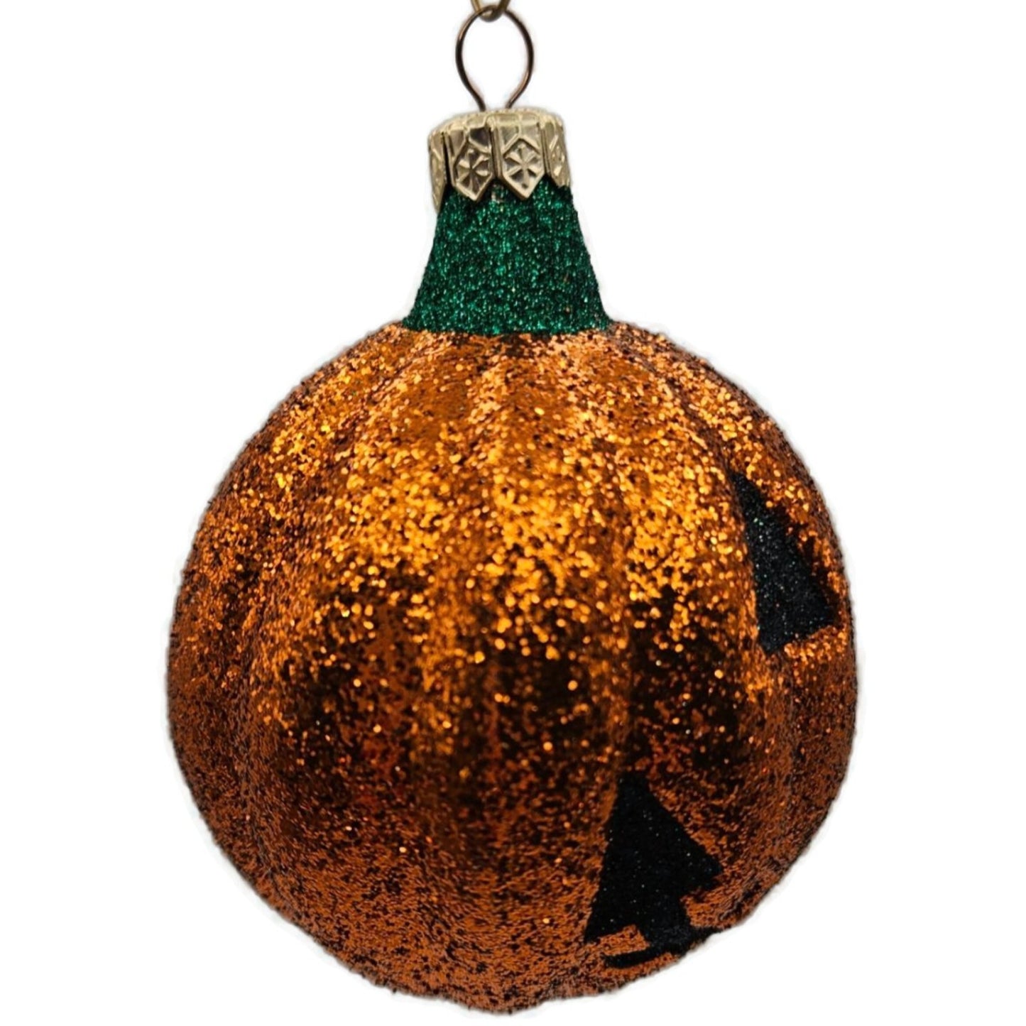 Patricia Breen Classic Pumpkin Orange Glitter Black Face Halloween Ornament CATZ