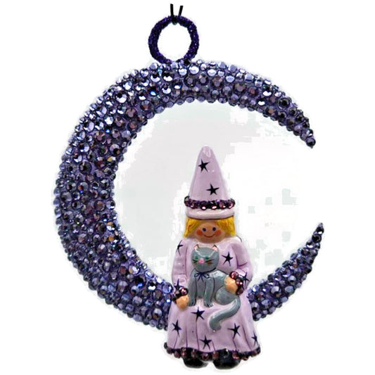 Patricia Breen Halloween View From The Moon Lavender Witch Christmas Ornament