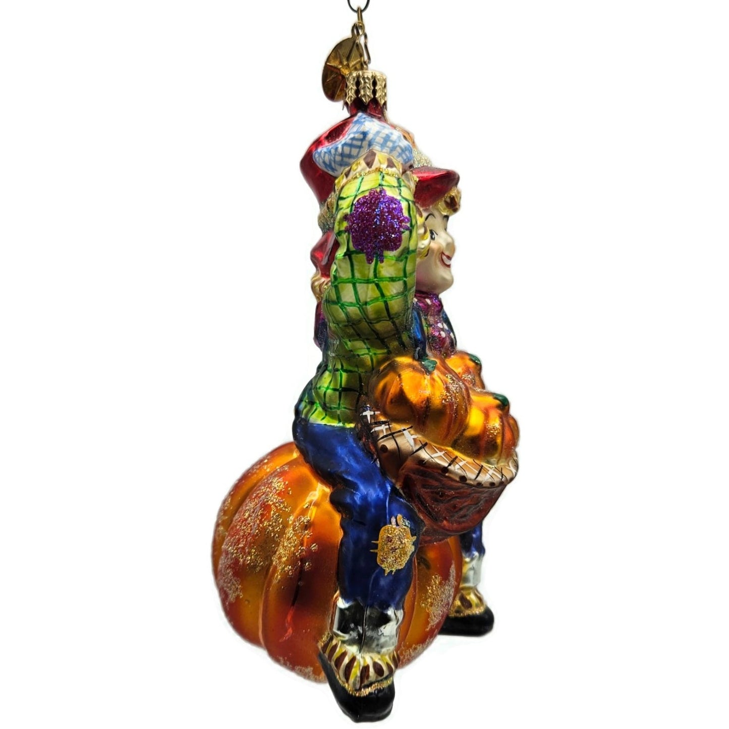 Christopher Radko Pumpkin Patch Pal Plaid Scarecrow Halloween Christmas Ornament