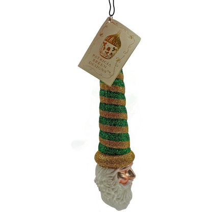 Patricia Breen Ornament Sucre Santa Green Gold Striped Christmas Holiday Tree