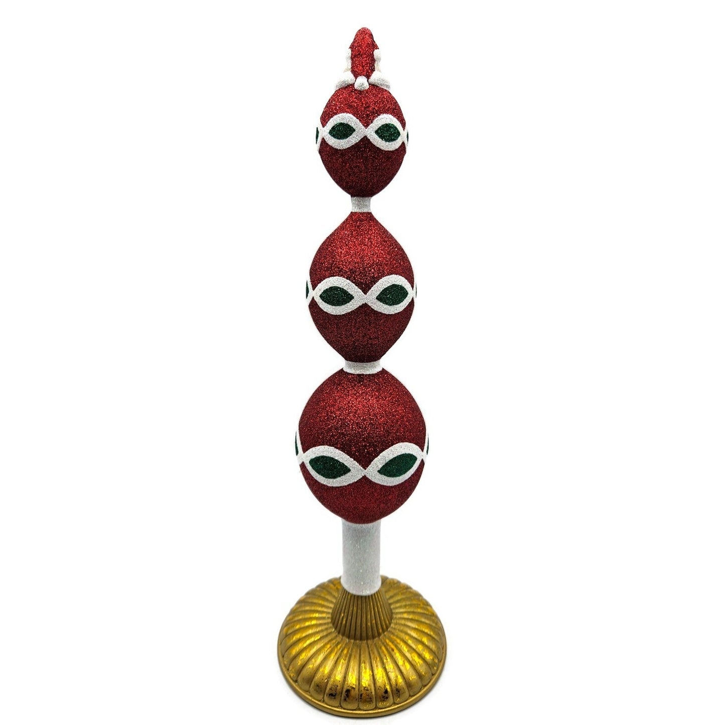 Patricia Breen Faberge Finial Red Santa Glitter Holiday Christmas Tree Topper