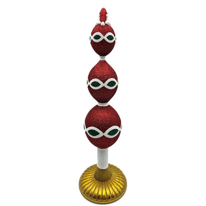 Patricia Breen Faberge Finial Red Santa Glitter Holiday Christmas Tree Topper