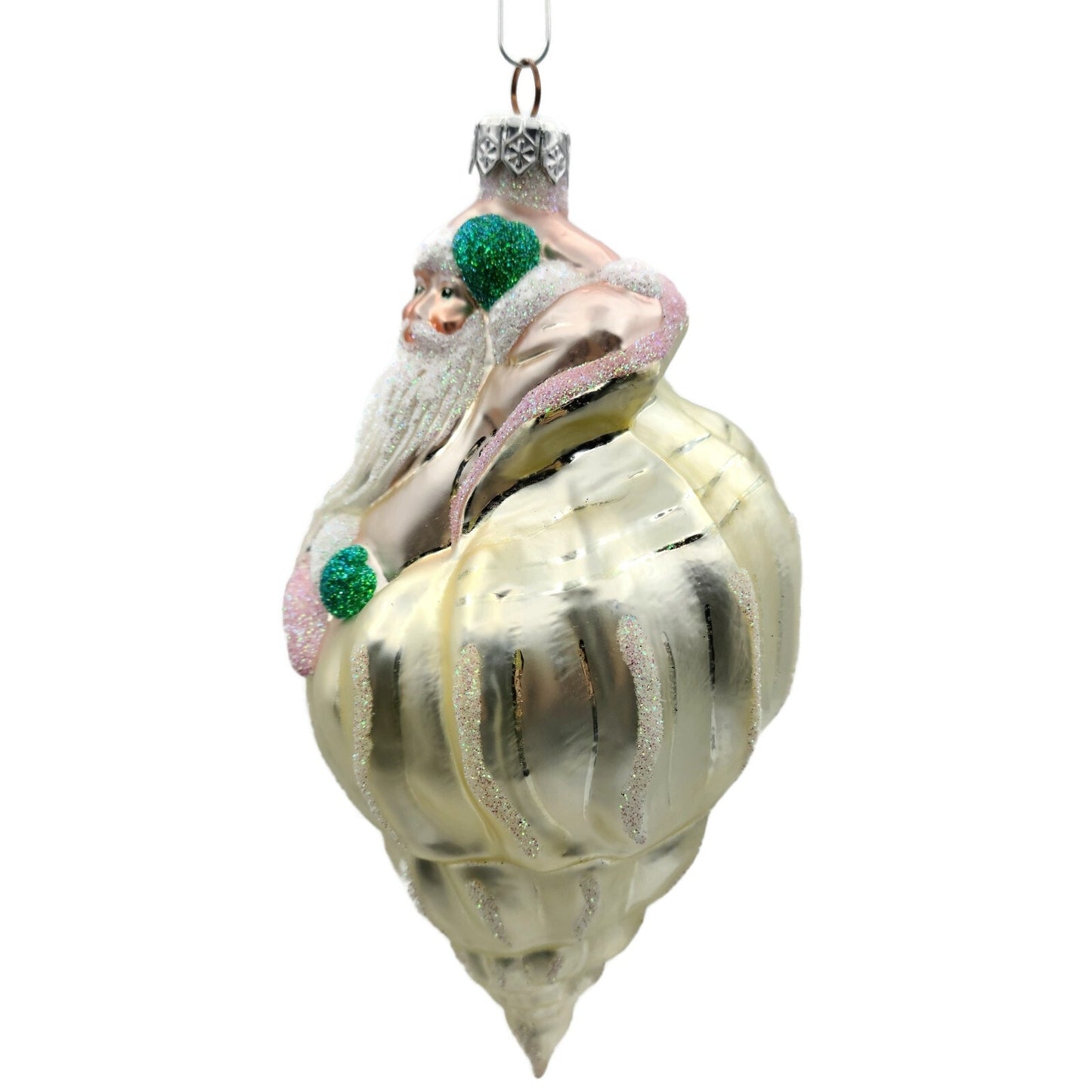 Patricia Breen Coastal Santa Claus Pearl Pink Summer Nautical Tree Ornament