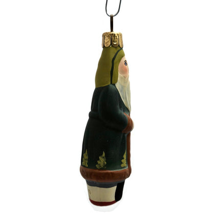 Vaillancourt Ornament Mini Green Father Christmas With Bag Folk Art Tree Decor