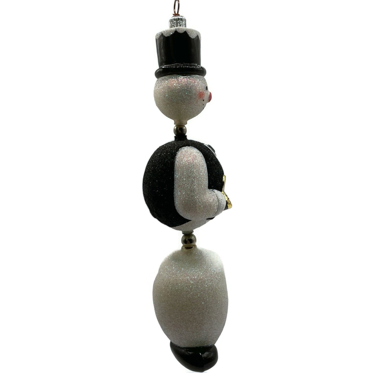 Patricia Breen Kinetic Snowman Black Hat Pearl Christmas Tree Ornament