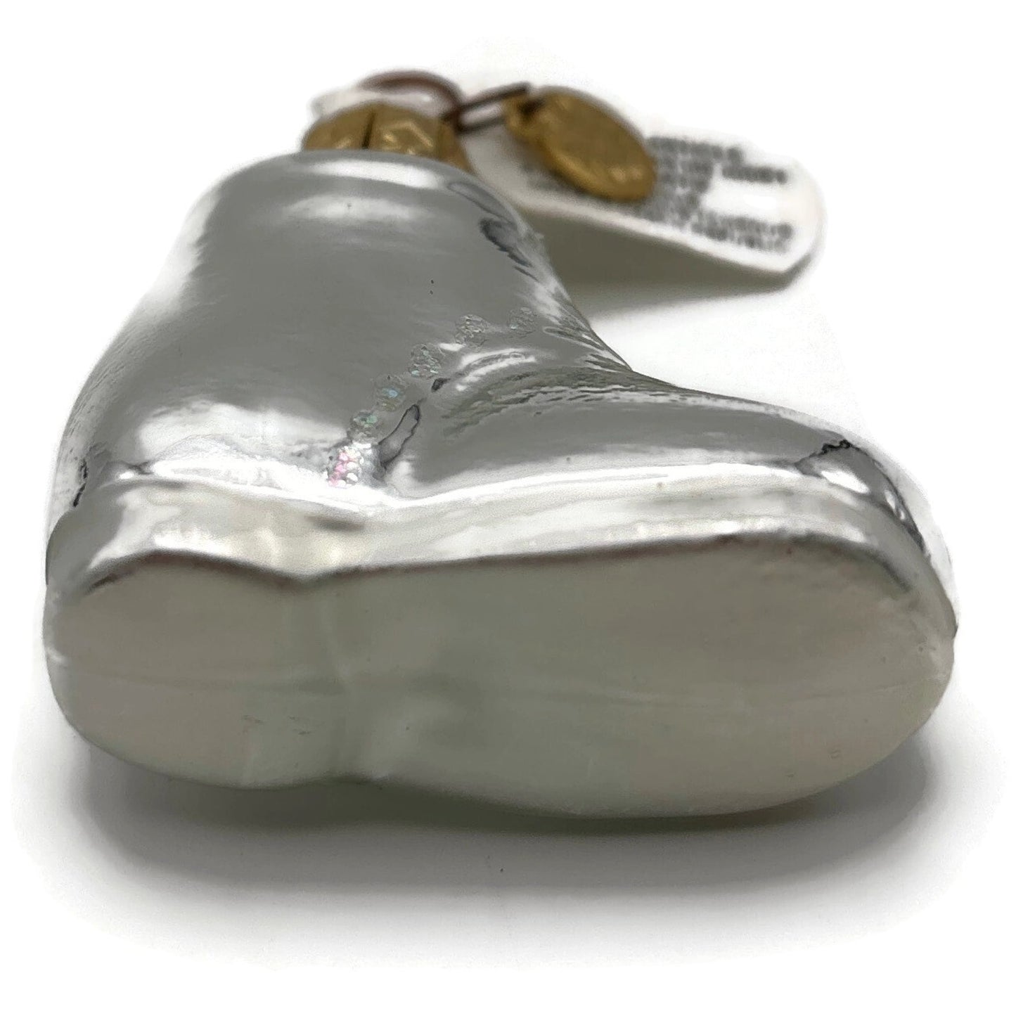Department 56 Silver Glass Baby Shoe Boot Christmas Tree Ornament