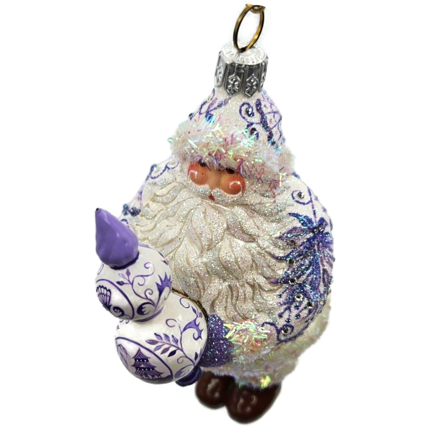 Patricia Breen Crowning Glory Chinoiserie Lavender Santa Christmas Ornament 2814