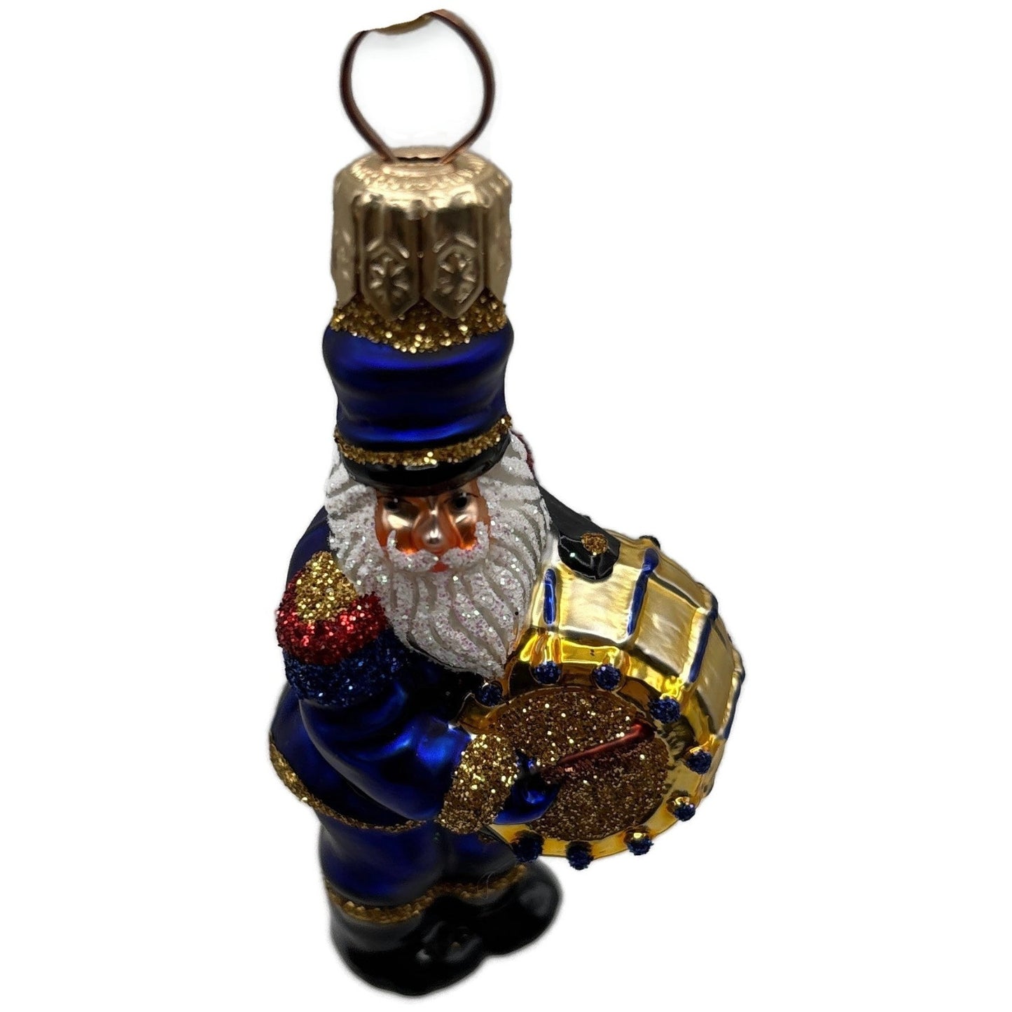 Patricia Breen Drummer Santa Claus Blue Gold Musical Christmas Tree Ornament
