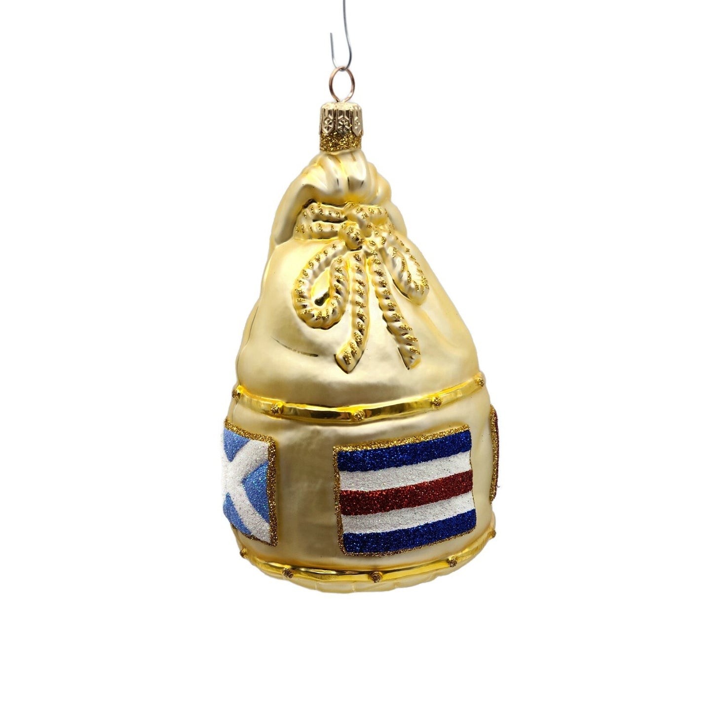 Patricia Breen Santas Duffel Bag Gold Flags Christmas Holiday Tree Ornament
