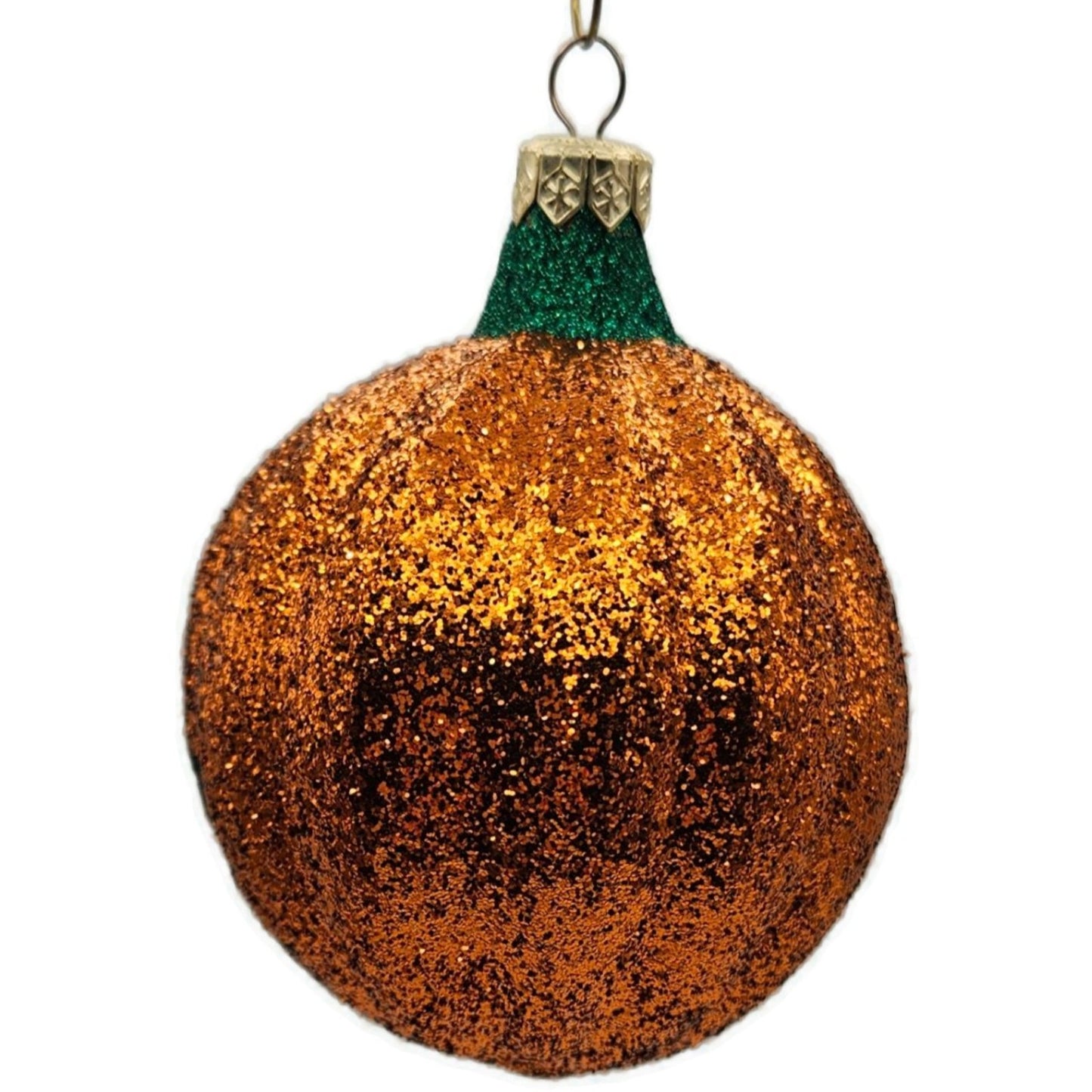 Patricia Breen Classic Pumpkin Orange Glitter Black Face Halloween Ornament CATZ