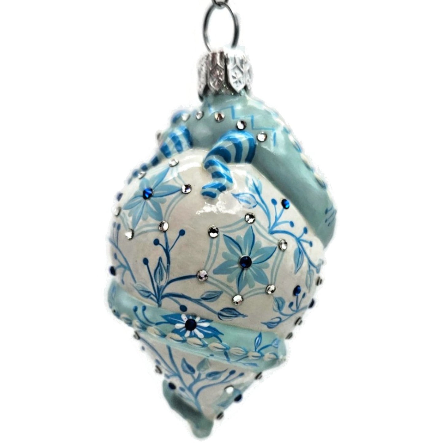 Patricia Breen Topping Chameleon Chinoiserie Aquamarine Spring Holiday Ornament