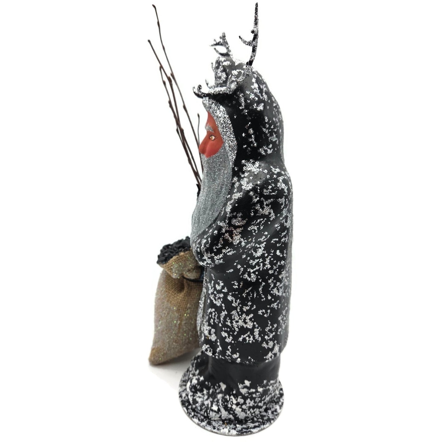 Ino Schaller Krampus Black Coat Coal Paper Mache Container Christmas Halloween