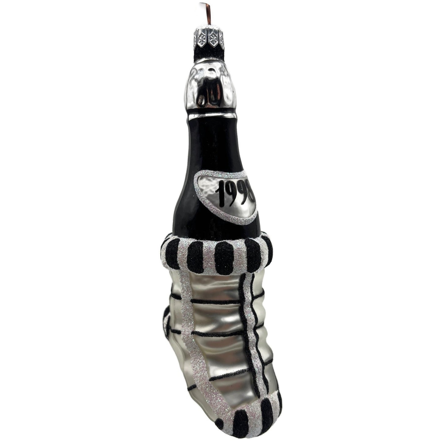 Patricia Breen Festive Stocking Black Silver Striped Christmas Tree Ornament NM