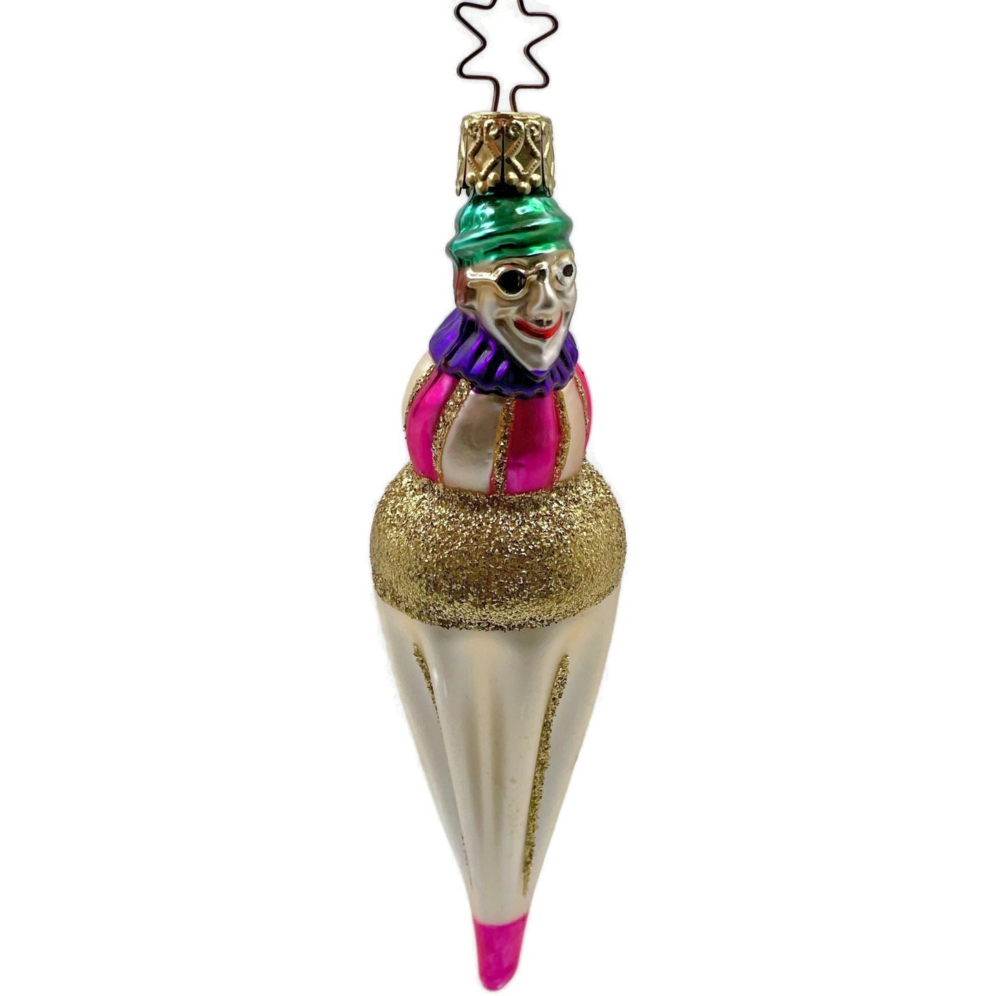 Clown Head On Ice Cream Inge Glass Ornament Old World Christmas Tree OWC German