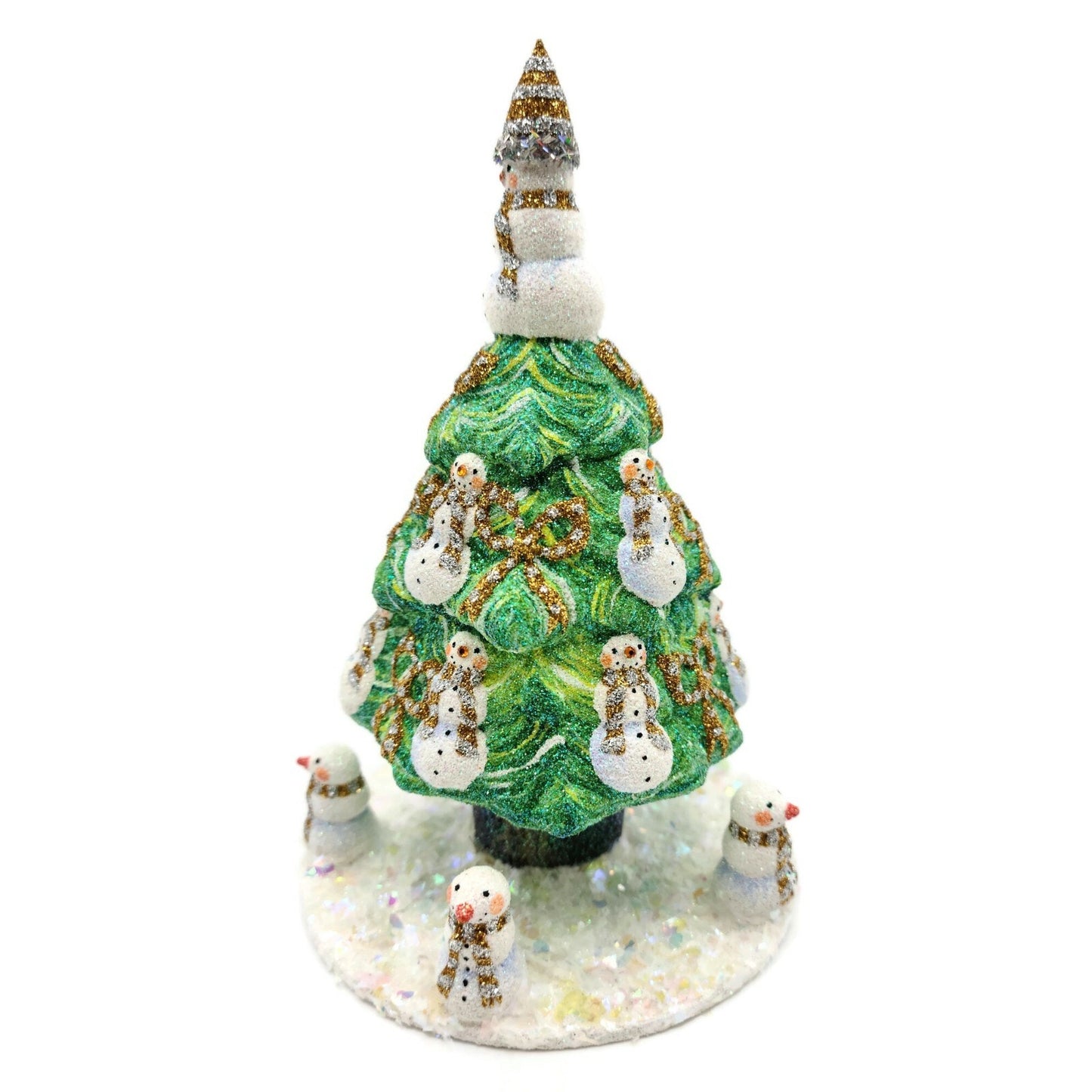Patricia Breen Snowman Topiary Gold Silver Free Standing Christmas Tree Ornament