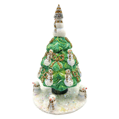 Patricia Breen Snowman Topiary Gold Silver Free Standing Christmas Tree Ornament