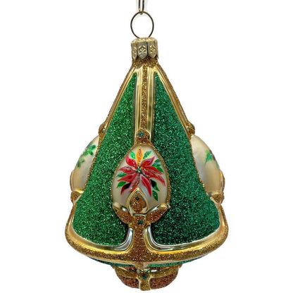 Patricia Breen Ornament Perchins Tree Green Holly Poinsettia Christmas Tree