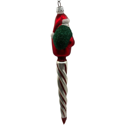 Patricia Breen Spiraling Santa Claus Red Stripes Icicle Christmas Tree Ornament