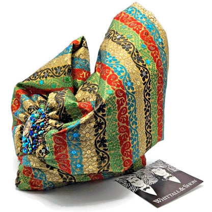 Whittall And Shon Womens Multicolor 2518 Ababa Draped Turban with Jewel Brooch