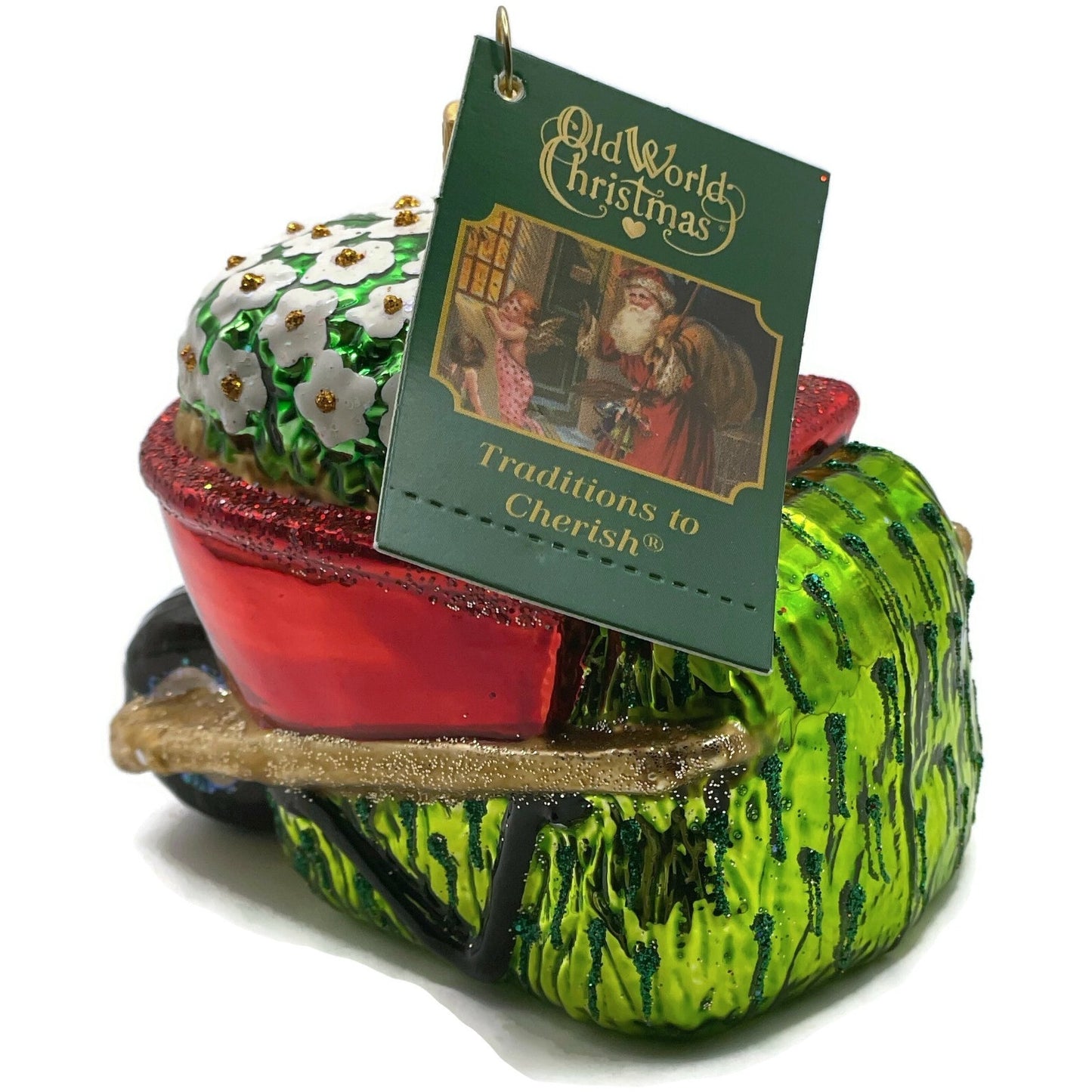 Wheelbarrow Flower Garden Ornament Spring Old World Christmas Holiday Tree OWC