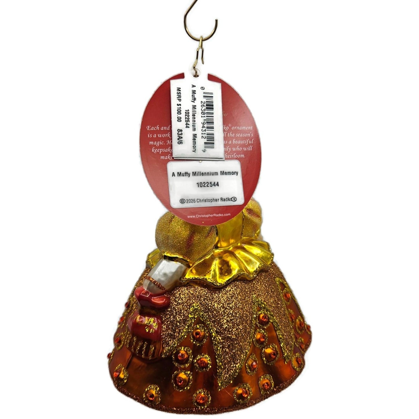 Christopher Radko Muffy Millennium Memory Gold Bear Christmas Ornament 1022544