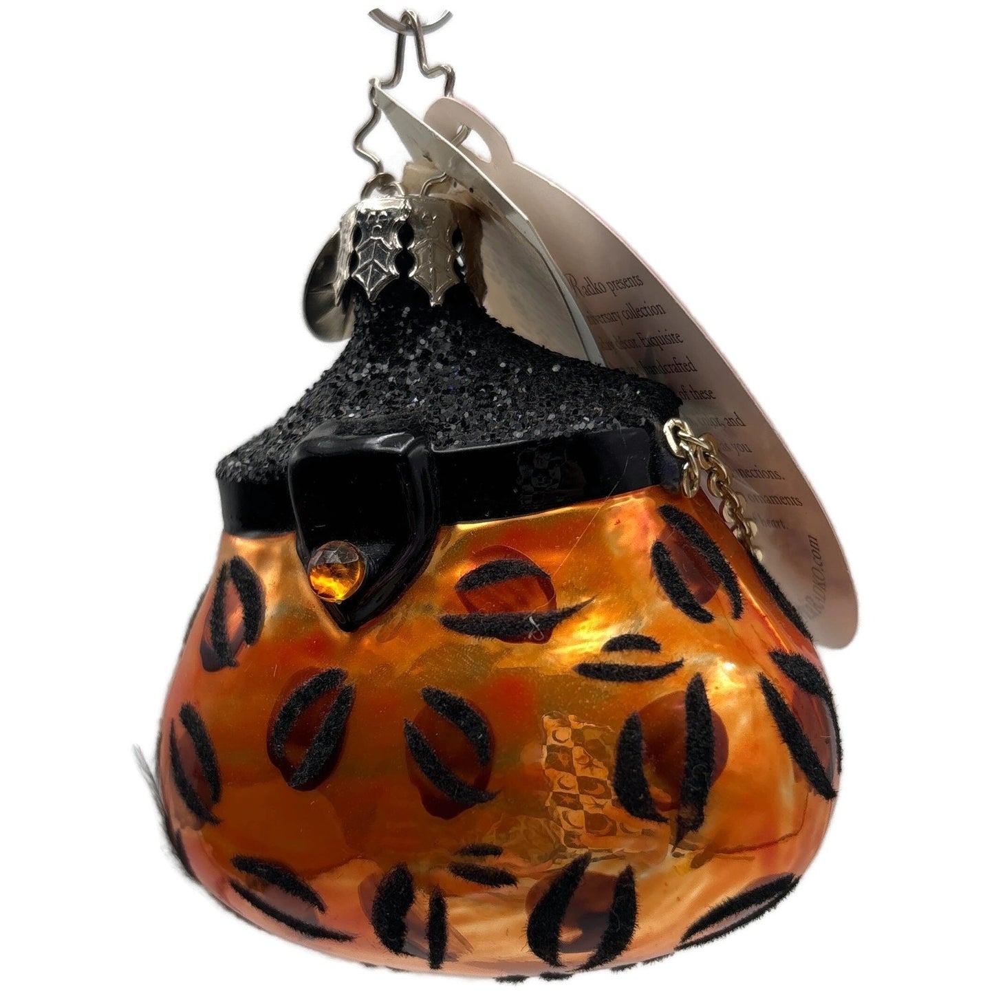 Christopher Radko Viva La Mode Leopard Print Purse Christmas Ornament 1012039