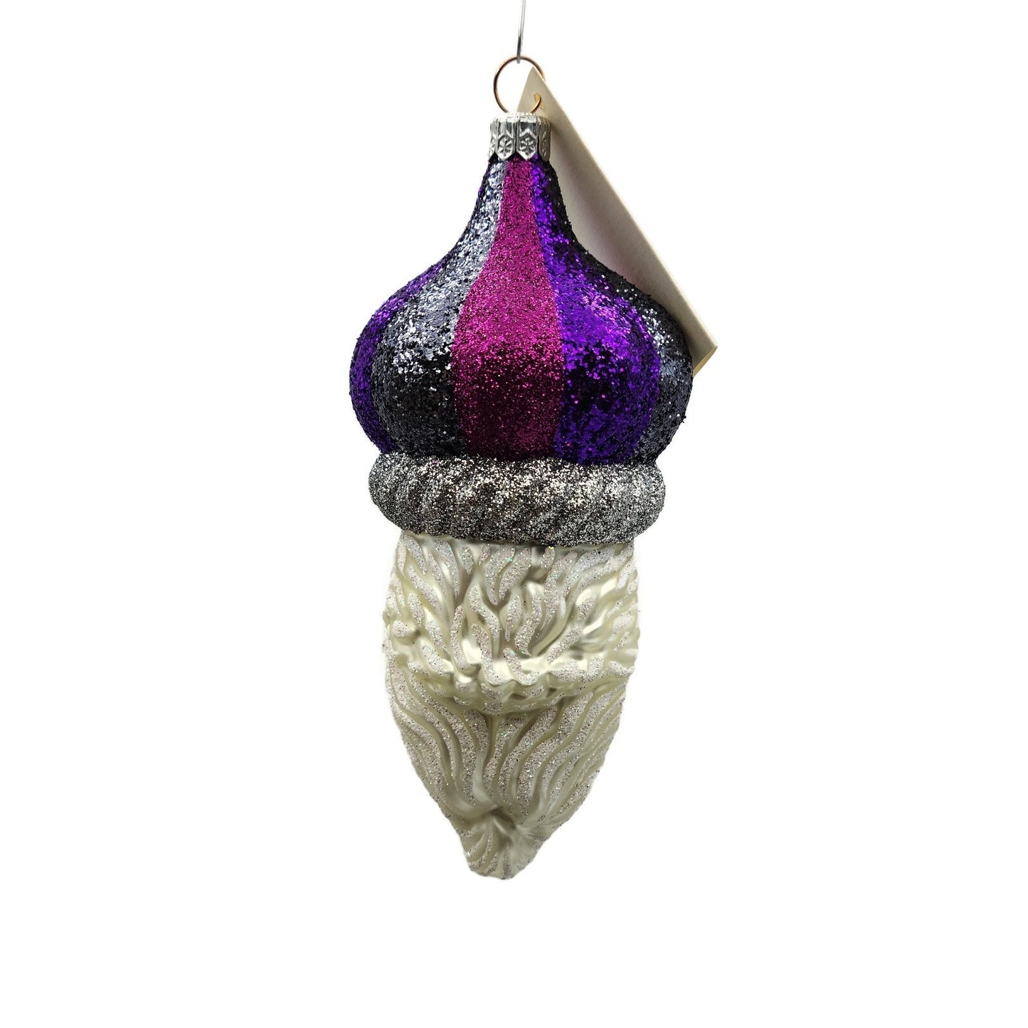 Patricia Breen Carnival Noël Purple Silver Santa Head Christmas Tree Ornament