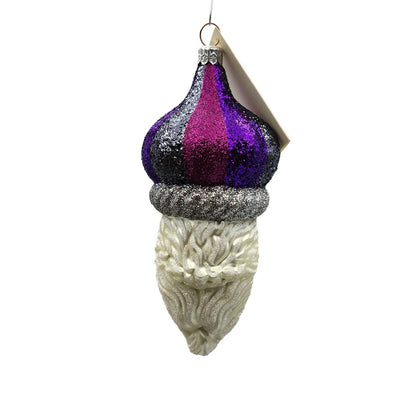 Patricia Breen Carnival Noël Purple Silver Santa Head Christmas Tree Ornament