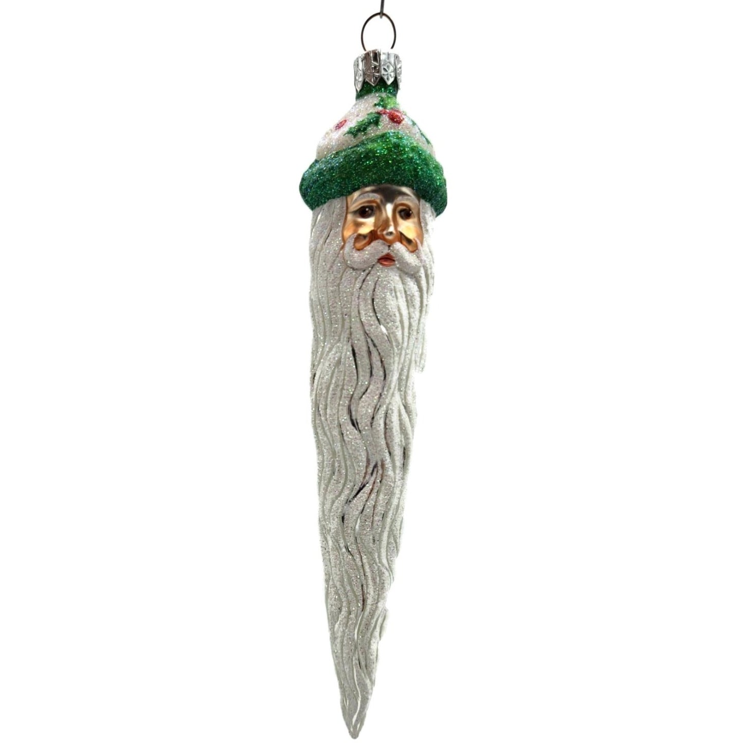 Patricia Breen Santa Icicle Holly Green Pearl Red berry Christmas Tree Ornament