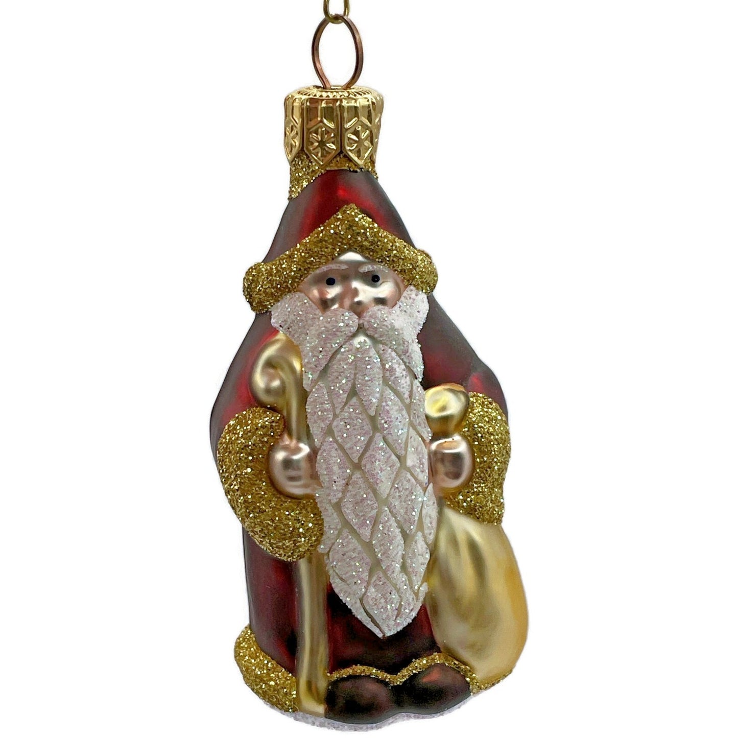 Patricia Breen Ornament Woodland Santa Claus Bordeaux Gold Christmas Tree Decor