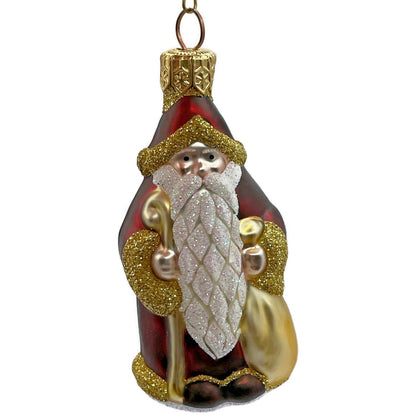 Patricia Breen Ornament Woodland Santa Claus Bordeaux Gold Christmas Tree Decor