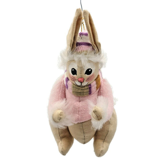 Gladys Boalt Rabbit Pink Outfit Muffler Bunny Handmade Christmas Tree Ornament