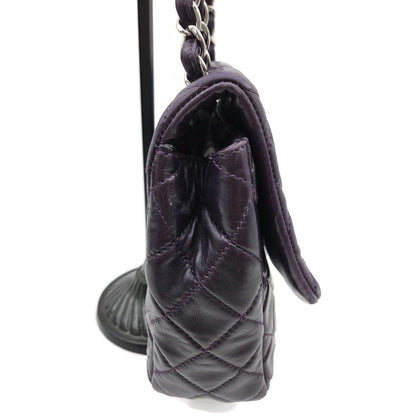 Chanel Classic Single Flap Medium Purple Lambskin Silver Chain Quilted Handbag