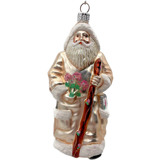 Patricia Breen Santa for Kevin Summer Pink Flowers On Staff Christmas Ornament