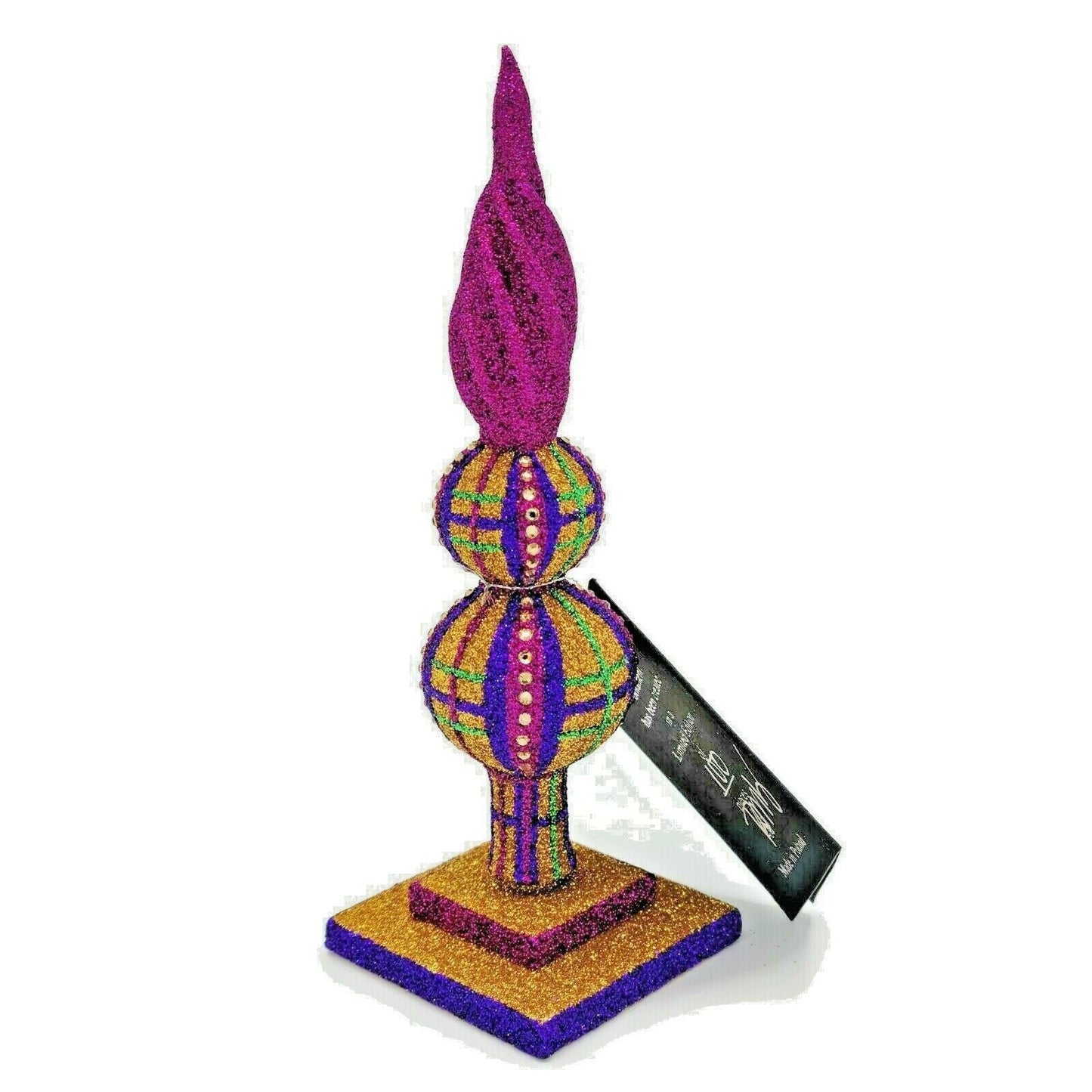 Patricia Breen Ultra Mini Finial Plaid Purple Gold Gumps Christmas Ornament