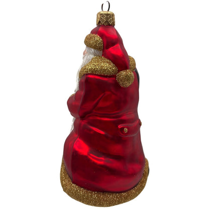 Patricia Breen Through The Rain and Snow Red Matte Santa Christmas Tree Ornament