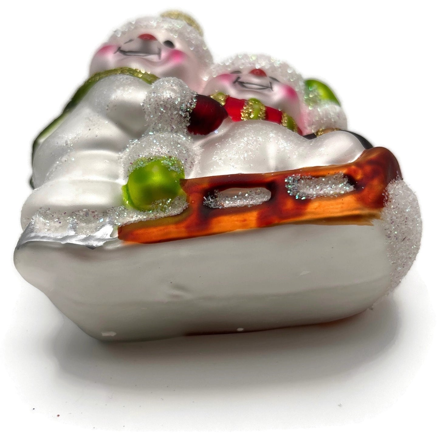 Sikora Weihnachtswelt Snowman Family With Sleigh Glass Christmas Tree Ornament
