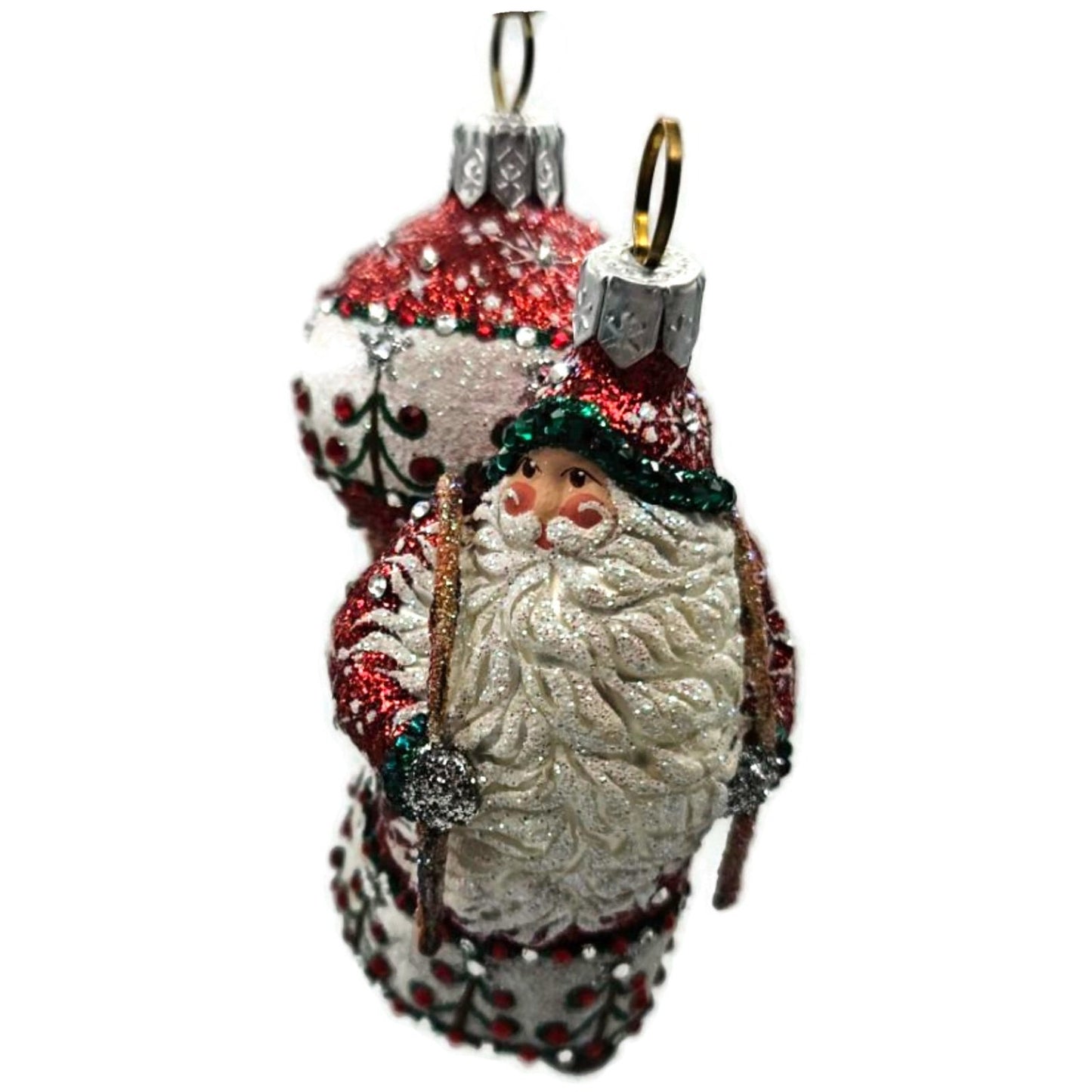 Patricia Breen Santa for Liliana Red Jeweled Glass Christmas Tree Ornament 2857