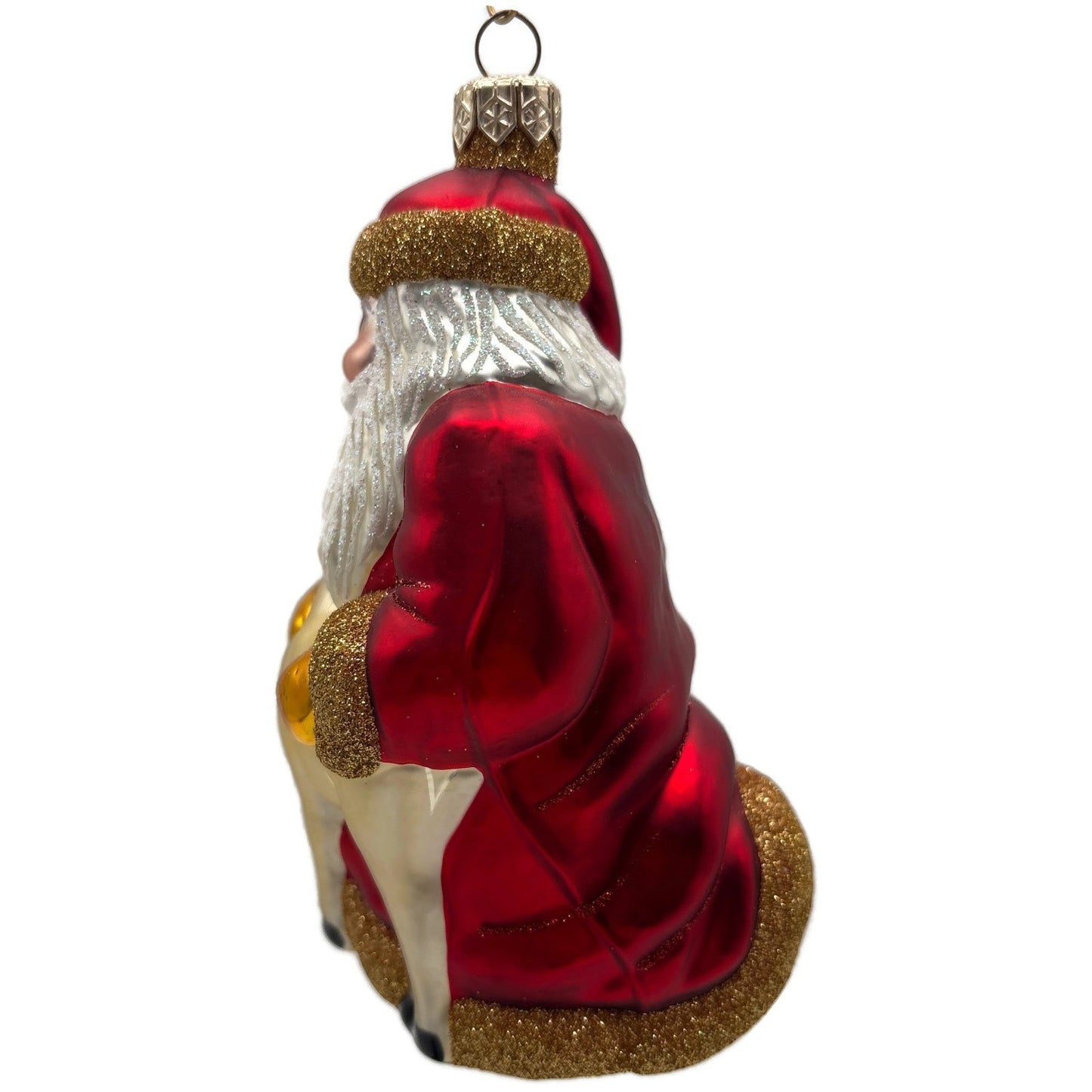 Patricia Breen Santa and Sarenka Fawn Deer Red Gold Christmas Tree Ornament