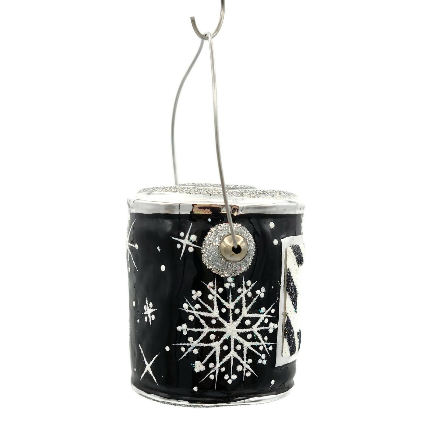 Patricia Breen Colourful Quarts Black Snowflakes Paint Can Christmas Ornament