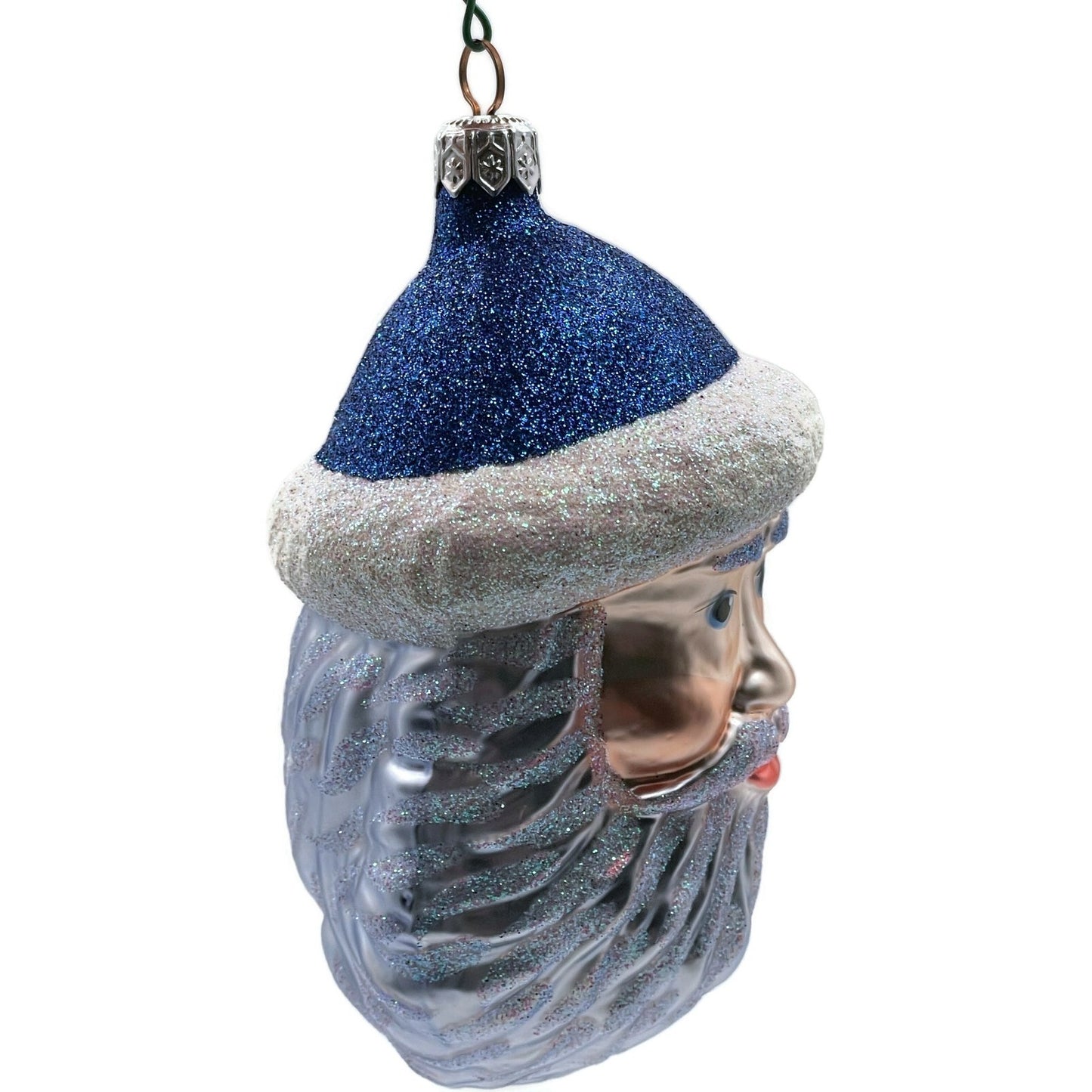 Patricia Breen Blow Ye Winds Blue Hat Santa Claus Head Christmas Tree Ornament