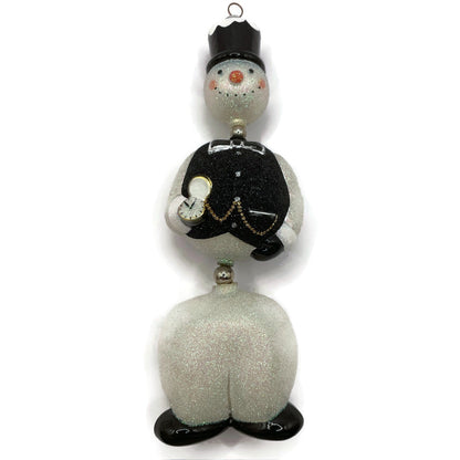 Patricia Breen Kinetic Snowman Black Hat Pearl Christmas Tree Ornament